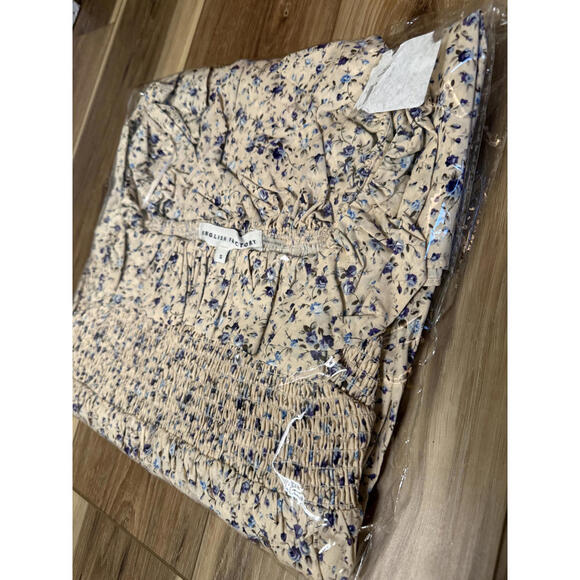 NWT! English Factory Square Neck Ruffle Minidress in Cream/Purple Size Small - Picture 4 of 5